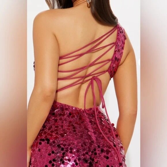 Fashion Nova Pink Sequin Gown - Picture 2 of 5